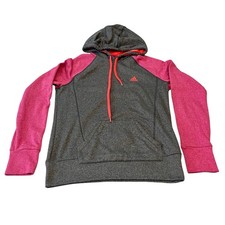 Adidas Ultimate Hoodie CLIMAWARM Gray Pink Raglan Sleeve Athletic Size M