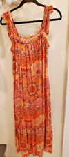 KNOX ROSE  Sleeveless Lined Midi Dress Orange Floral Women's Size S