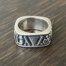 Vintage Silpada? 925 Sterling Silver Square Scroll Ring Approx US Size 6.25