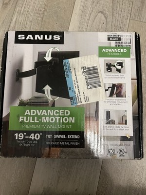 SANUS Full Motion Premium TV Wall Mount Bracket 19-40'' Black BSF316-B1