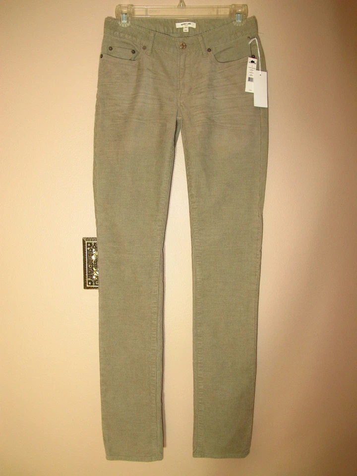 Calça Helmut Lang Stovepipe reta magra cinza veludo cabos tamanho 24 $230 - Imagem 2 de 4