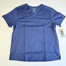 New Cherokee Workwear Scrub Top Large Navy Blue V-Neck Stretch Unisex WW625