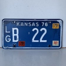 1976 Kansas License Plate B 22 Logan County LG Collector Man Cave Garage