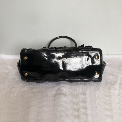 VALENTINO GARAVANI Vintage Black Bow Patent Leather Top Handle Satchel Bag - Picture 6 of 15
