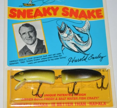 old ensley 5" sneaky snake lure black chartreuse cabin decor better than rapala