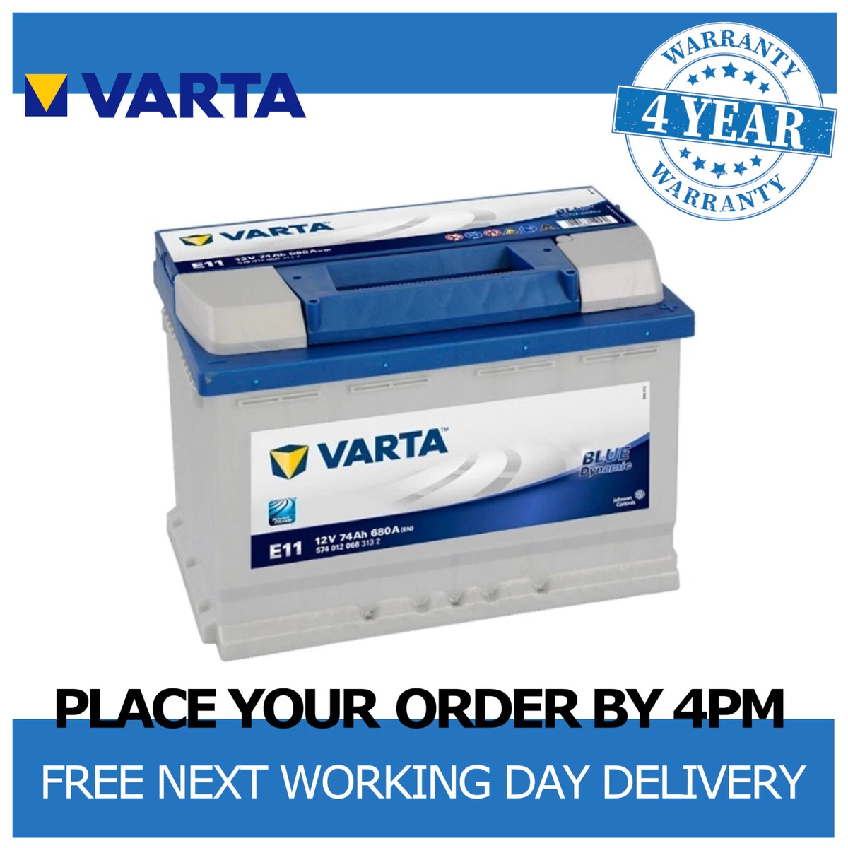 Starterbatterie VARTA BLUE dynamic 574 012 068 3132 E11 12Volt