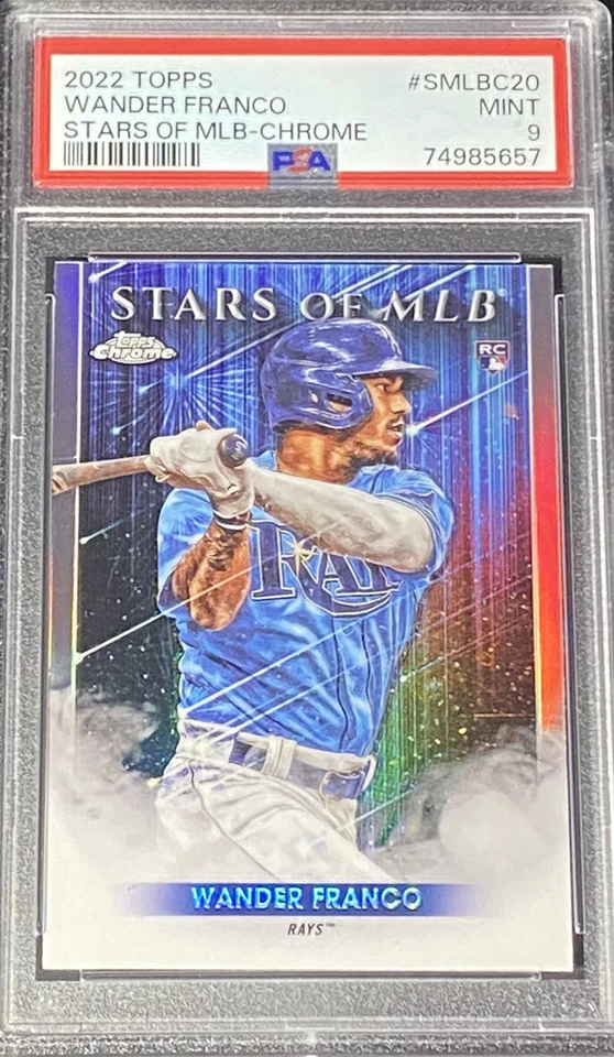 Wander Franco 2022 Topps Stars Of The MLB Chrome Rays Rookie RC PSA 9 - Image 3 of 4