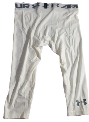 Men's XXL Under Armour Legging Heat Gear Armour 2.0 3/4  White Gray New w/ Tags