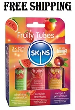 SKINS Flavored Lube Set - 3 Flavored Water Based Lubes - Fruity Edible Lubric...