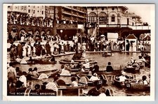 Boating Pool Brighton 1928 RPPC Vintage PostCard - C3