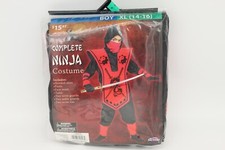 Boys Red Dragon NInja 7pcs Costume Complete XL 14-16 Warrior Outfit Halloween