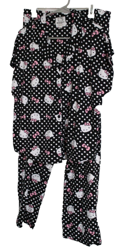 Hello Kitty Polka Dot Print PJ Set Top/Pants Blk/White Size M New - Picture 4 of 7
