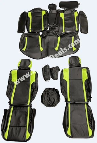 Black & Green Leather Seat Covers for 2015-2023 Dodge Charger RT R/T SXT GT