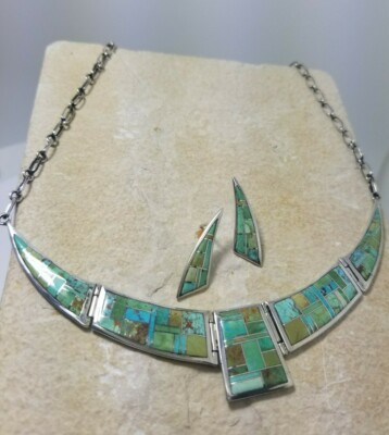 Set (EN5) Navajo Emerald Valley Turquoise Set