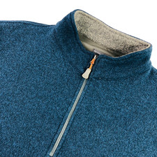 Peter Millar Men's E4 Element 1/4 Zip Warmth Pullover Sweater Heather Blue XL