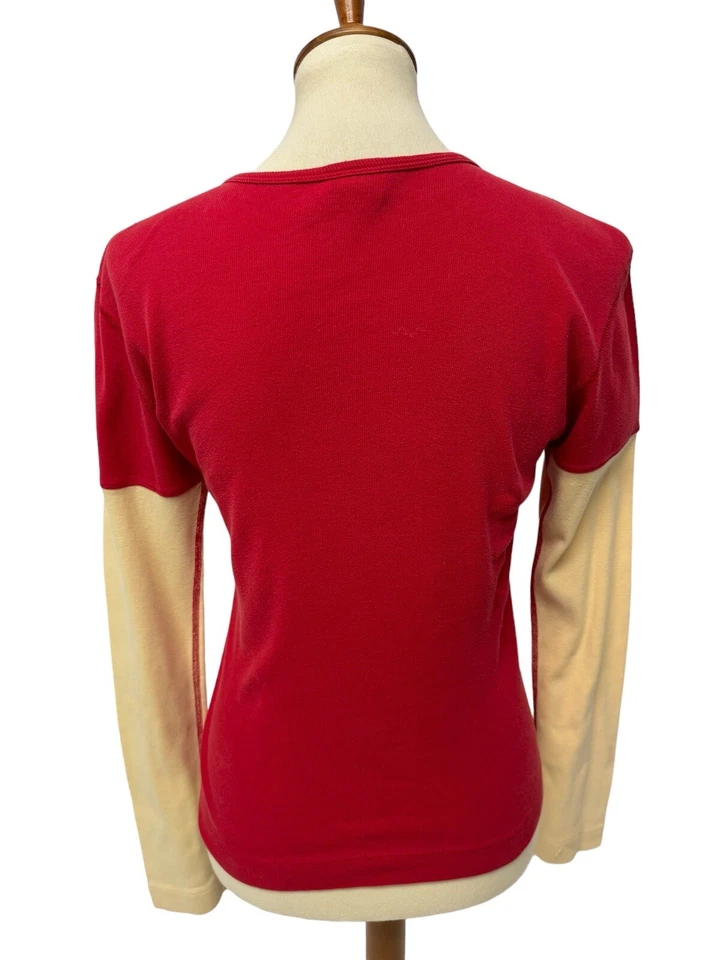 Tommy Jeans Girl's Long Sleeve Red & Yellow Crew Neck Graphic Tee Shirt Size L - Image 3 of 4