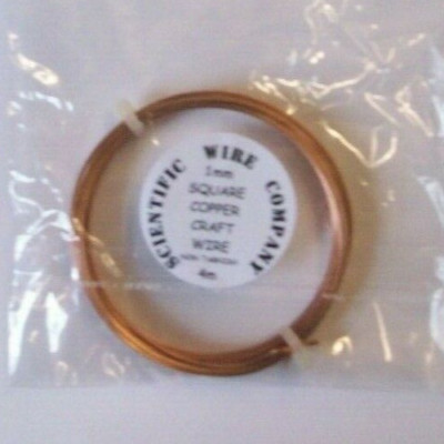 1,00 mm QUADRATISCHES KUPFER Schmuck/Basteln, anlaufgeschützter Kupferdraht, 4 m 