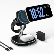 3 in 1 Wireless Charging Station, 15W Fast Wireless Charger (Black)