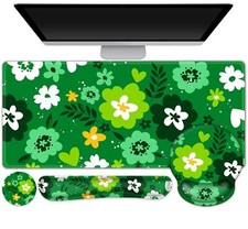 Keyboard Mouse Pad Wrist Rest Set Large Gaming Mouse Desk Pad with Wrist Supp...