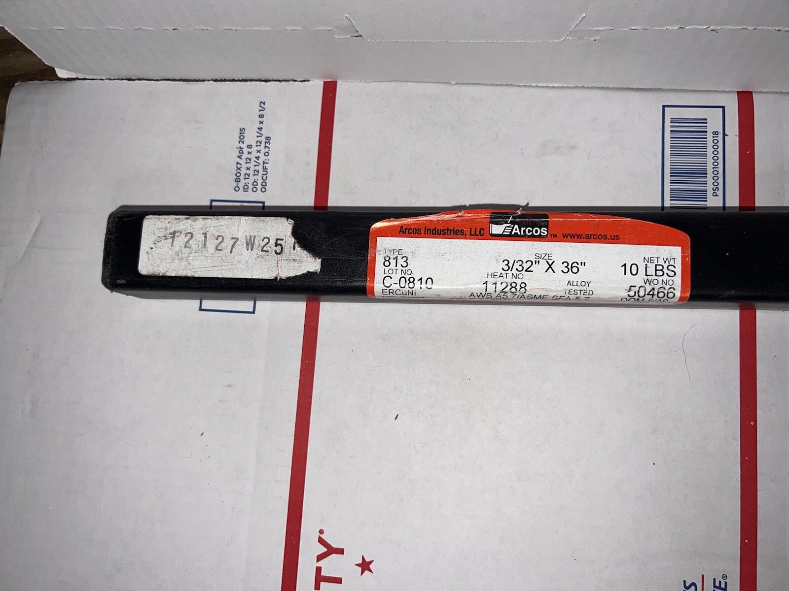 8.5 LBS of Arcos 813 3/32" X 36" ERCuNi MONEL® Nickel Alloy TIG Rod