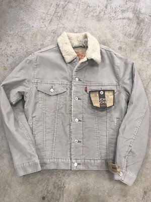 NWT Levi's Sherpa Lined Corduroy Trucker Jacket Stone Color Size Small  #0019