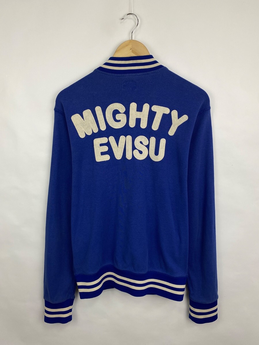 トップス 90s evis zip up trainer/sweat navy 🇯🇵 Vintage 90s Evisu Mighty Zip Hoodie Rare Retro Hype Y2K