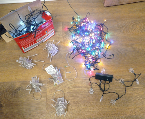 Job Lot Of Christmas Lights - Mixture of Mains And Battery Powered - Colourful