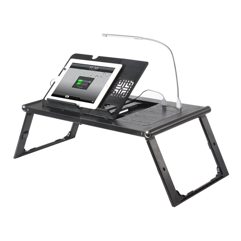 Foldable Adjustable Laptop Bed Tray with 10000mAh Built-in Charger