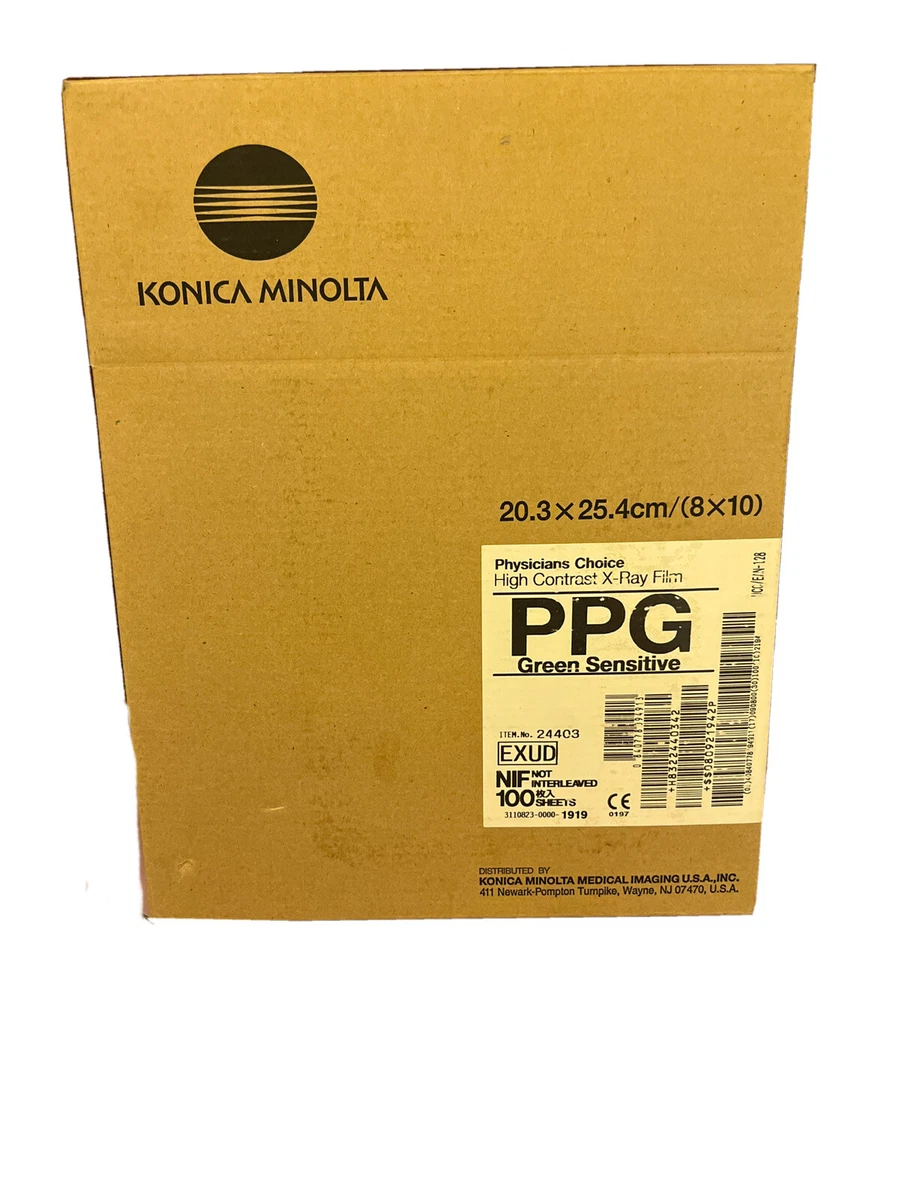 Konica Minolta PPG High Contrast X Ray Film 8x10 20.3x25.4 cm PPG Green Sensit