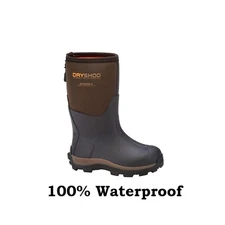 Dryshod Youth Size 4 Haymaker Kid’s Boot Hard Working Farm Boot HAY-KD-BR