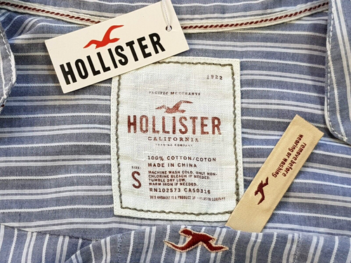 HOLLISTER By A&F Womans Blue Pleated L/S EVENING SHIRT Ruffled U/U/Soft - S -£69 - Picture 3 of 11