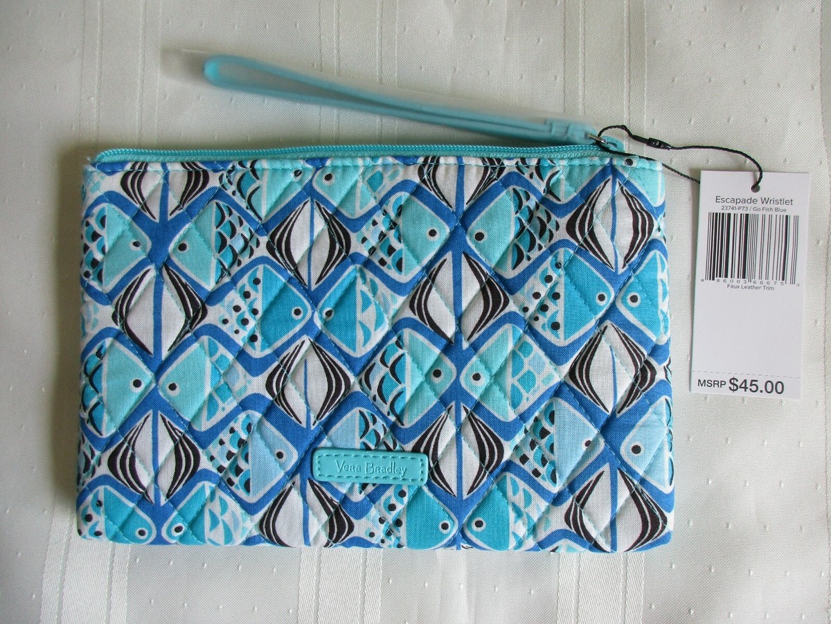 Vera Bradley Escapade Wristlet Bag Purse Case Go Fish Blue NWT | eBay