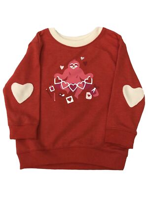 Infant Toddler Girls Red Heart Sloth Valentine Baby Sweatshirt Sweat  Shirt