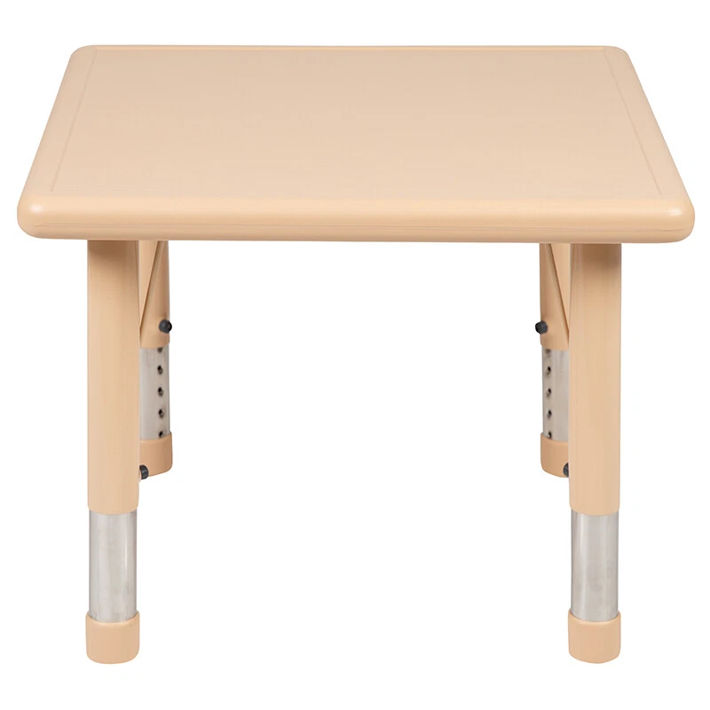 Mesa de actividades cuadrada de plástico natural ajustable en altura de 24" Foto 3 de 4
