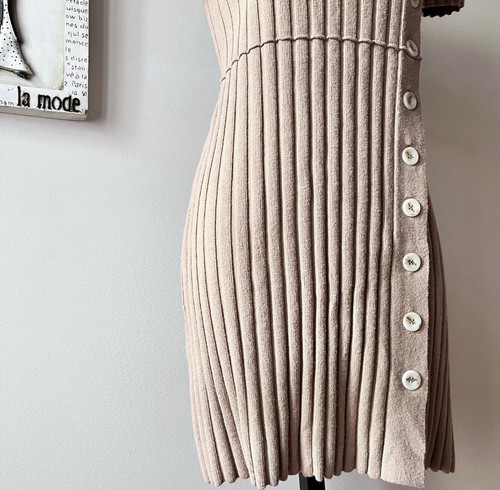 Free People Tan Womens Lottie Rib Knit Short Sleeve Sweater Dress Size XS FP - Picture 8 of 18