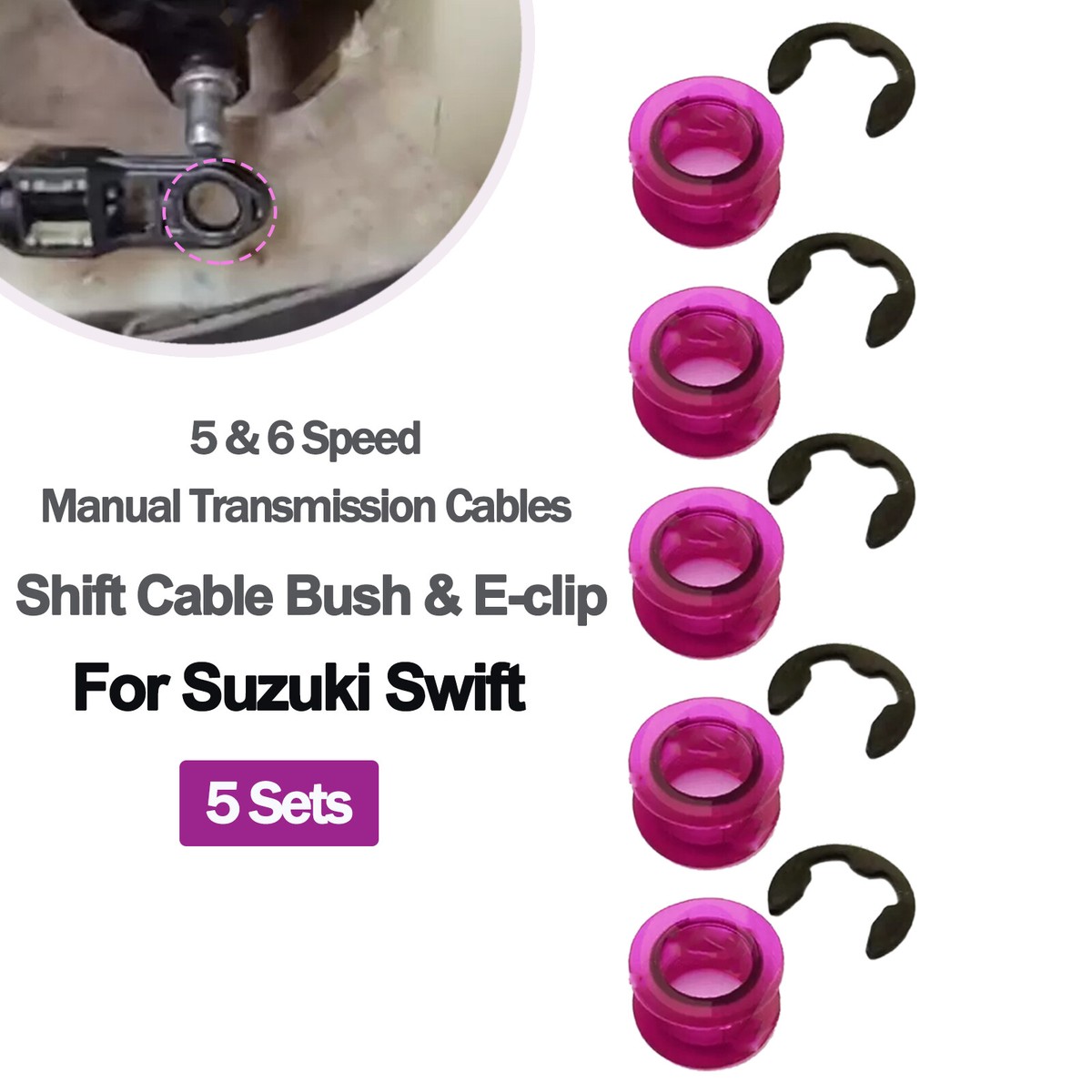 For Suzuki Swift Gear Shift Cable Bush Gearbox Repair Kit - 5