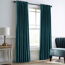 Teal Green Velvet Curtains for Living Room Thermal Insulated Rod Pocket Back Tab