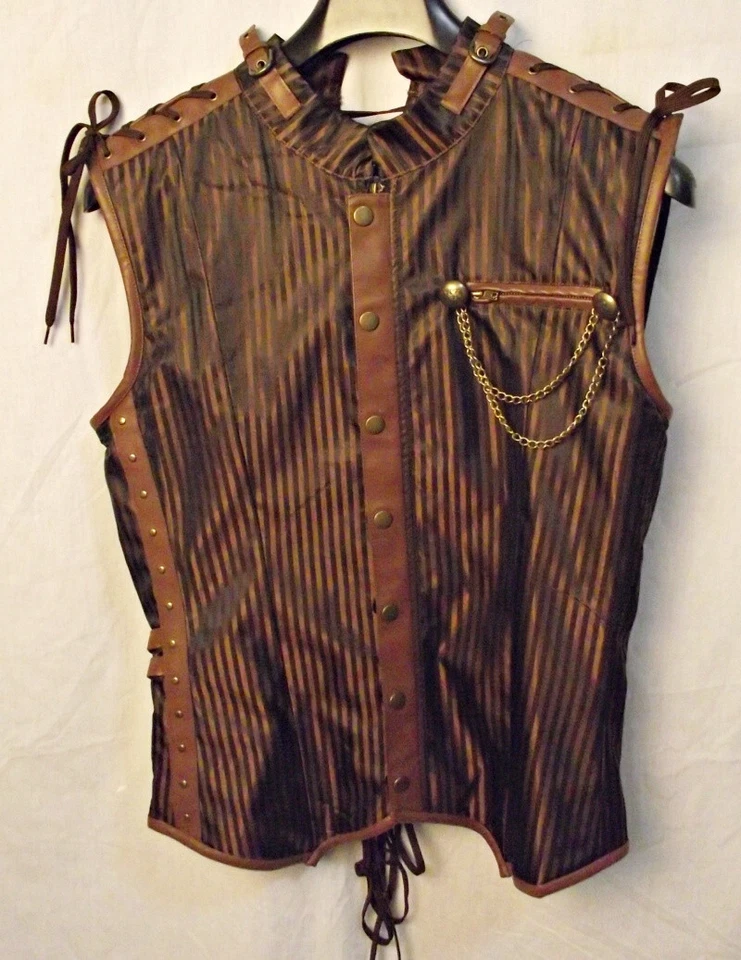 CHARMAIN мужчин Орвилл в полоску корсет спираль стали косточками жилет стимпанк жилет - Изображение 2 из 4
