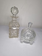 BEAUTIFUL VINTAGE CUT GLASS 24% LEAD CRYSTAL DECANTER & 6 MATCHING TUMBLERS SET