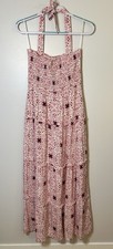 Ariat Women’s Memphis Western Haltered Smocked Bodice Maxi Dress Pockets Small