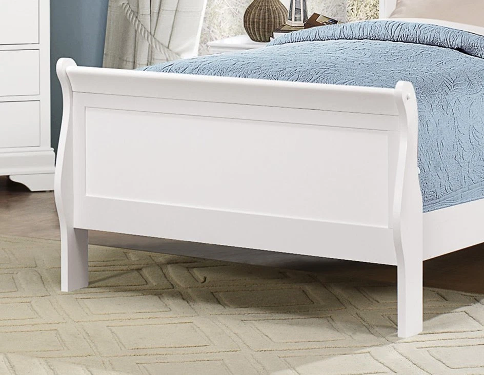 1 pieza Acabado Blanco Cama Doble Tamaño Tradicional Estilo Louis Philippe Dormitorio de Madera Foto 2 de 4