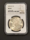 1878-CC Morgan dollar, NGC Certified MS65, frosty white