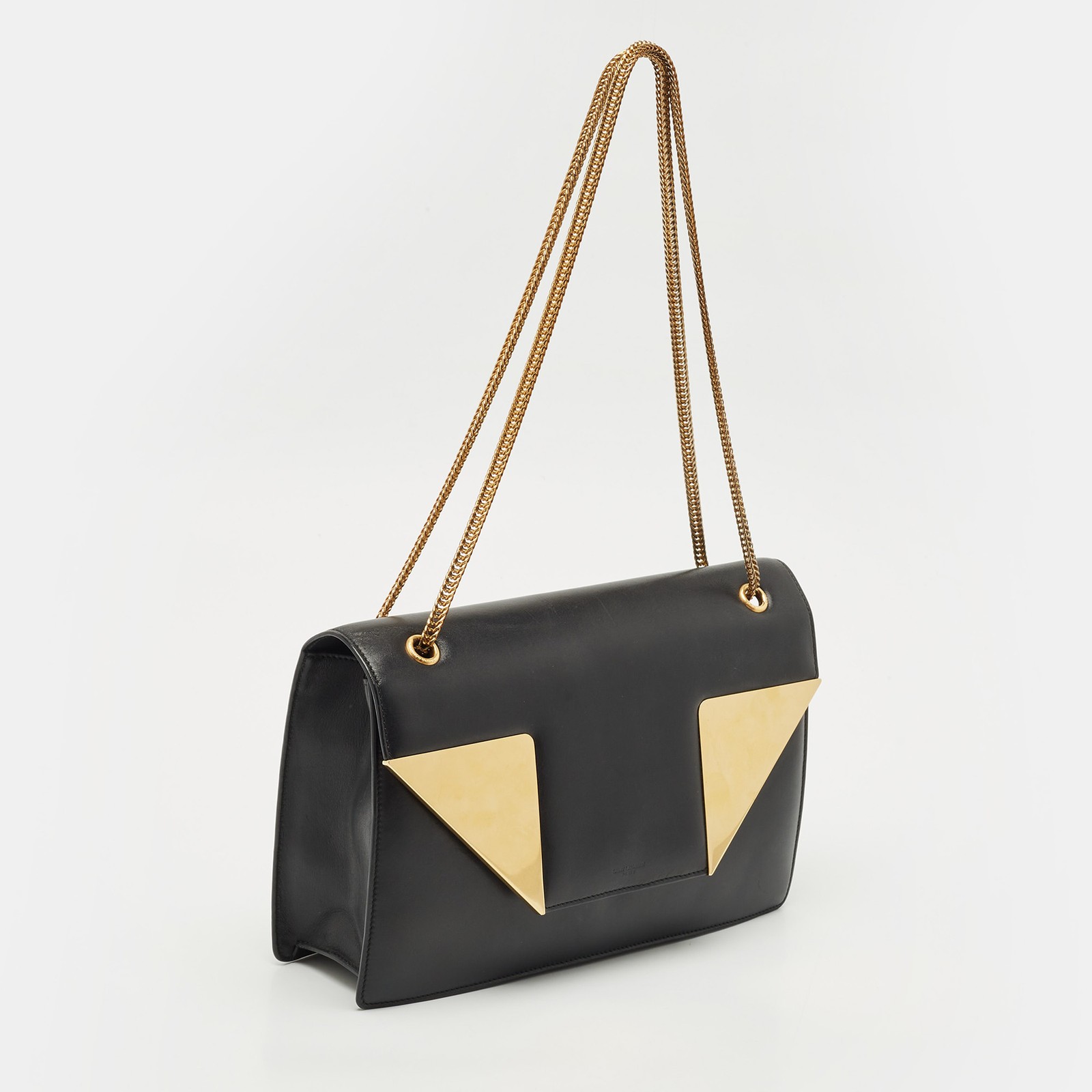 Borsa a tracolla media Betty Saint Laurent in pelle nera oro