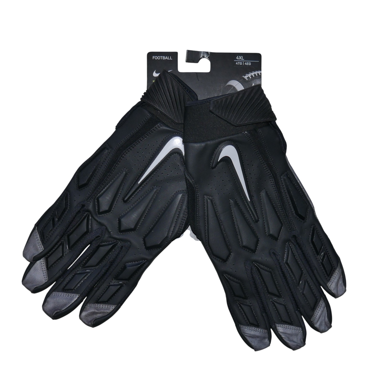 Nike D-Tack 6.0 Football Gloves Size 4XL Padded Black Lineman Defensive Tackle