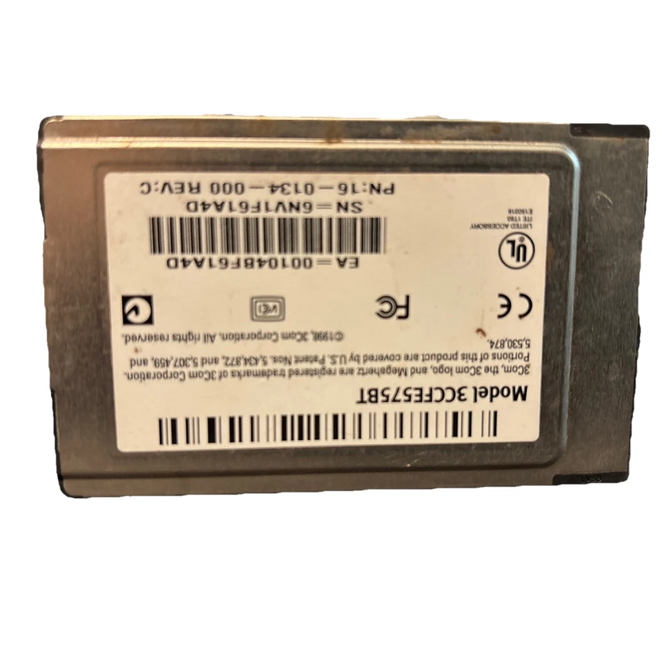 3Com Megahertz 10Mbps PCMCIA Ethernet LAN PC Card 3CCFE575BT WITHOUT DongleCable - Image 2 of 2