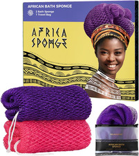African Net Sponge Authentic - 2 Pieces Exfoliating Body Scrubber Bath Sponge -