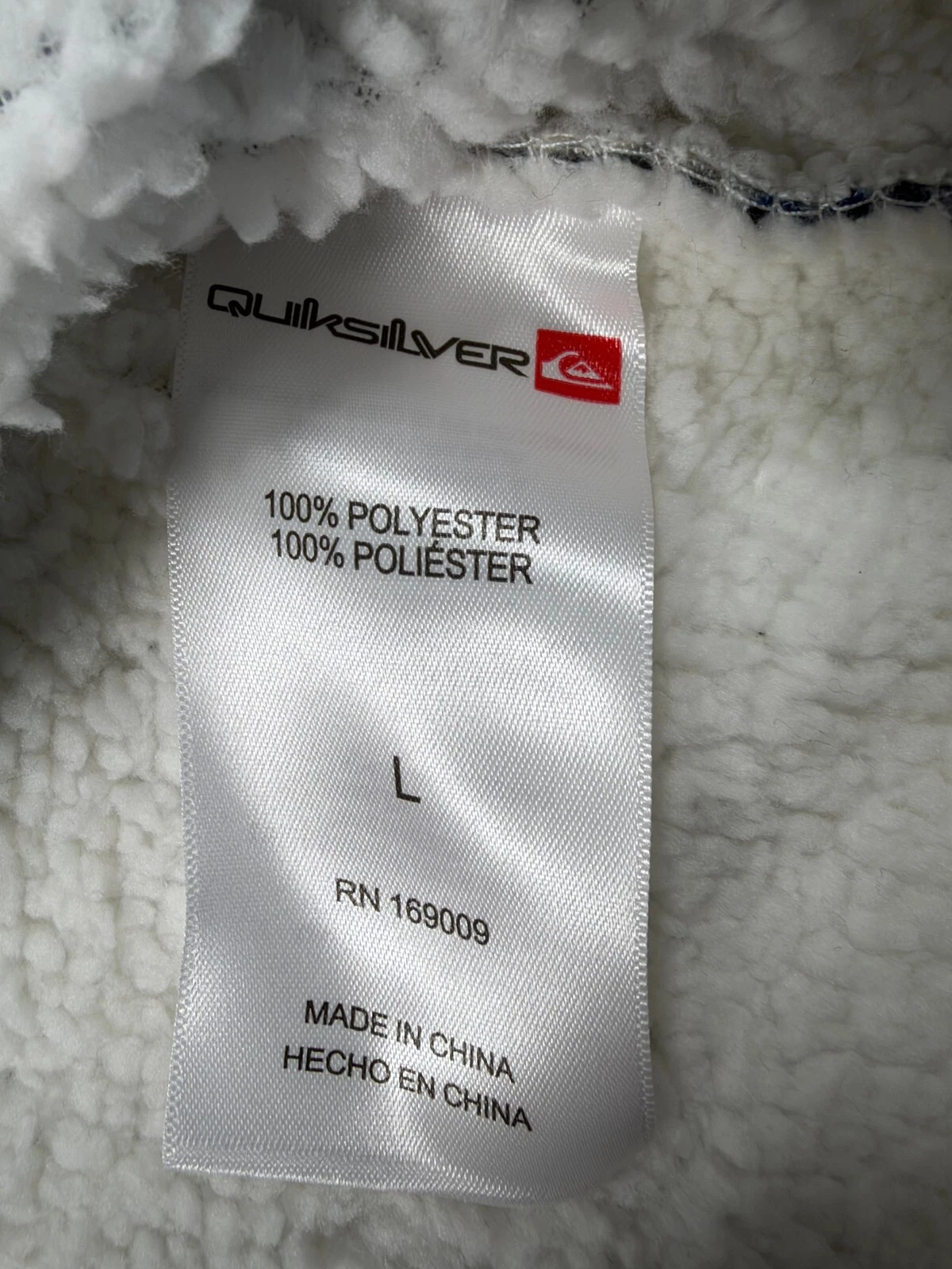 Quiksilver Men's Sherpa Lined Fleece Shacket Large Cream Gray Blue Plais - NWT image 6