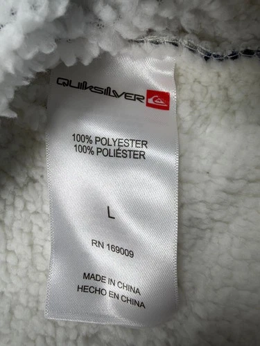 Quiksilver Men's Sherpa Lined Fleece Shacket Large Cream Gray Blue Plais - NWT image 6
