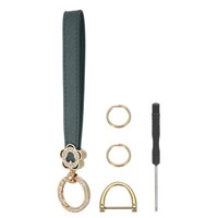 Leder SchlüSselanhäNger Auto SchlüSselanhäNger Halter Mit Blume Gold/Grau