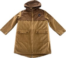 The Sunday Collective Kids Brown Long Hooded Coat 8Y Quilted Lining Cotton 2-n-1